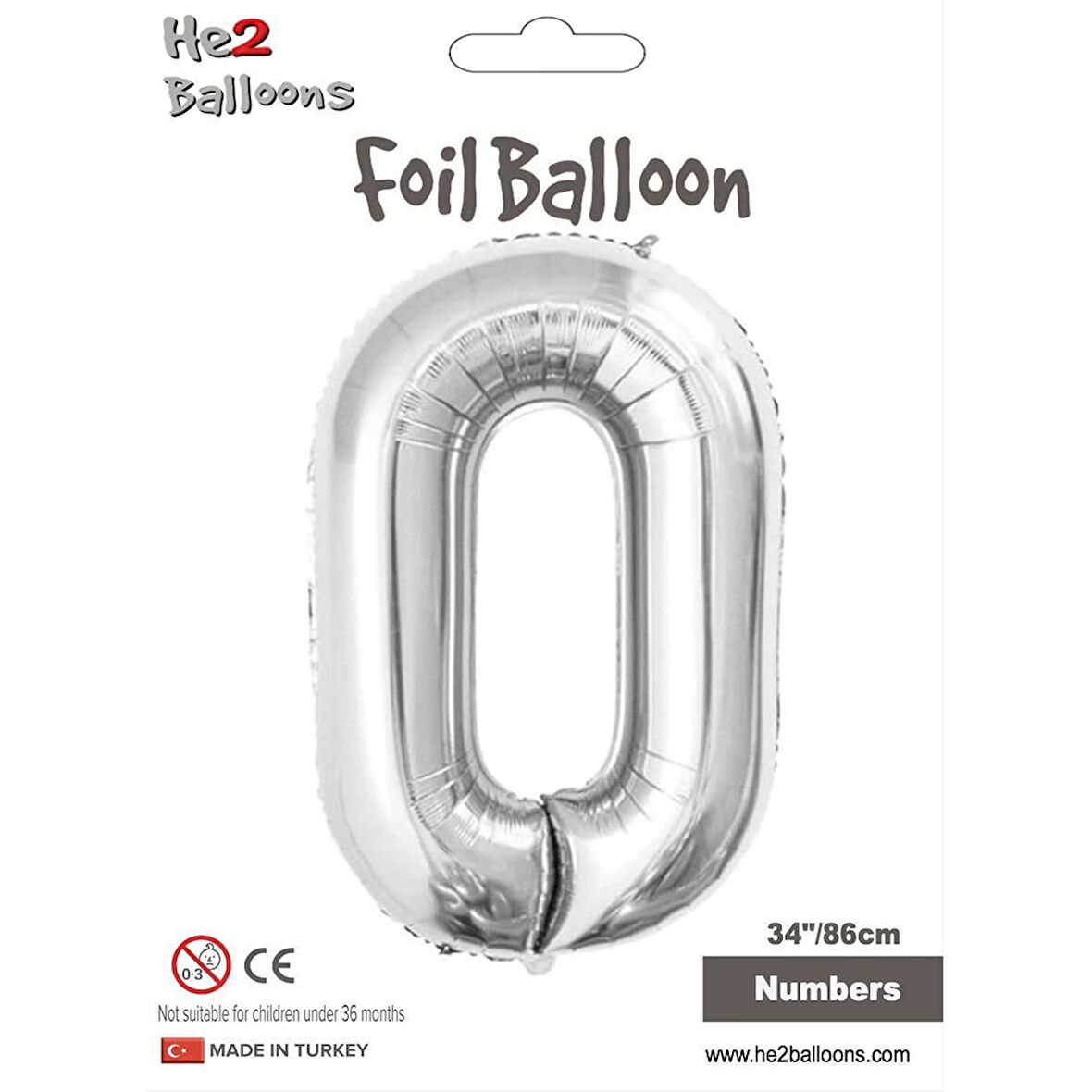 0 Rakam Gümüş Folyo Balon 34"
