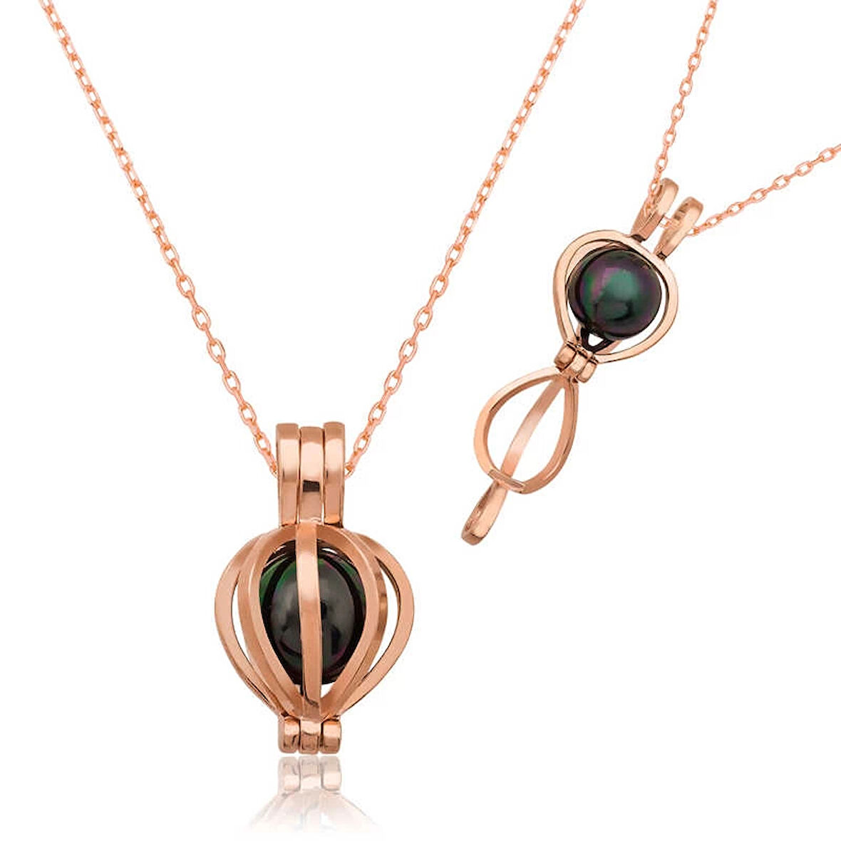 Supertrend Gümüş Siyah İnci Kadın Kolye