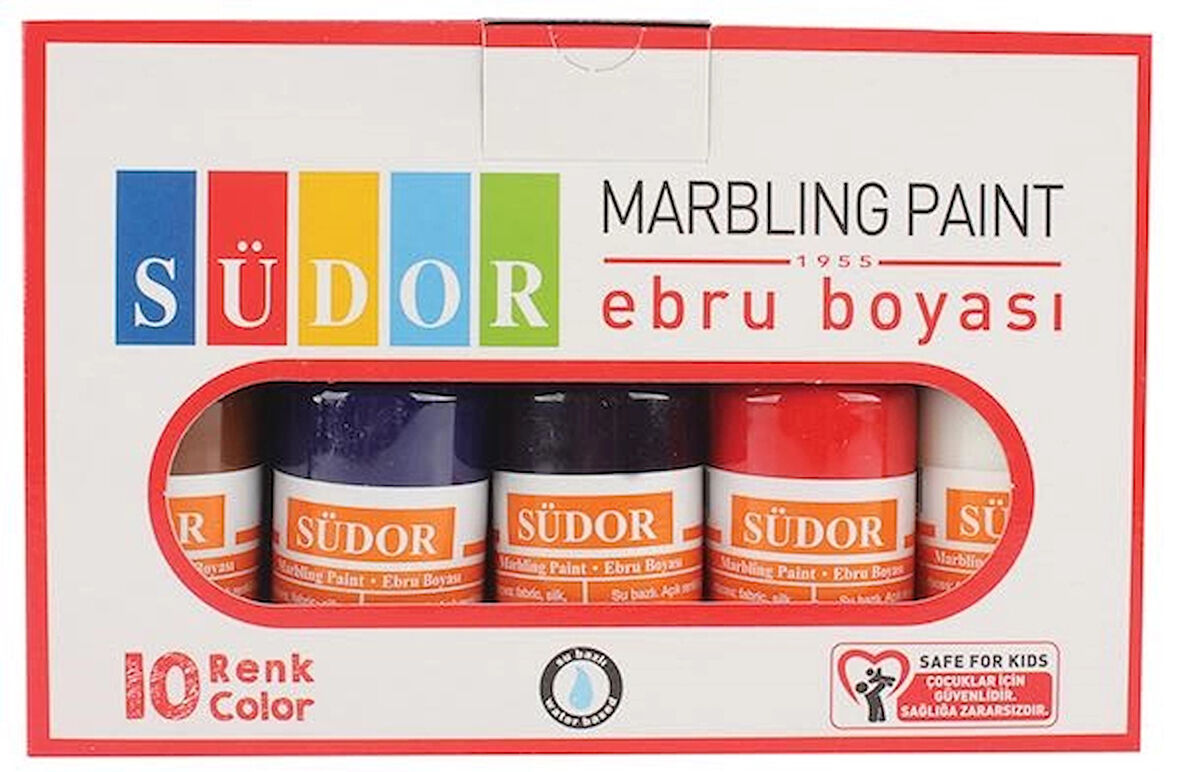 Supertrend Ebru Boyası Seti 10 Renk x 30 ml. Damlalıklı Şişe