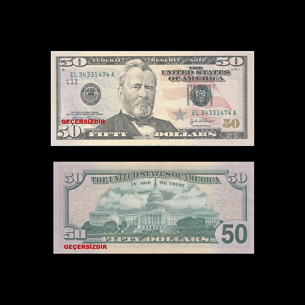 Oyuncak Kağıt Para 50 USD