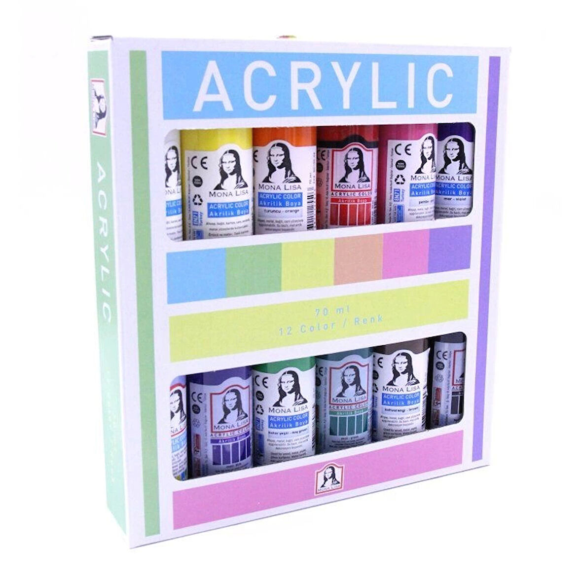 Supertrend Mona Lisa Akrilik Boya Seti 12 Renk x 70 ml. (Bulut Mavi)
