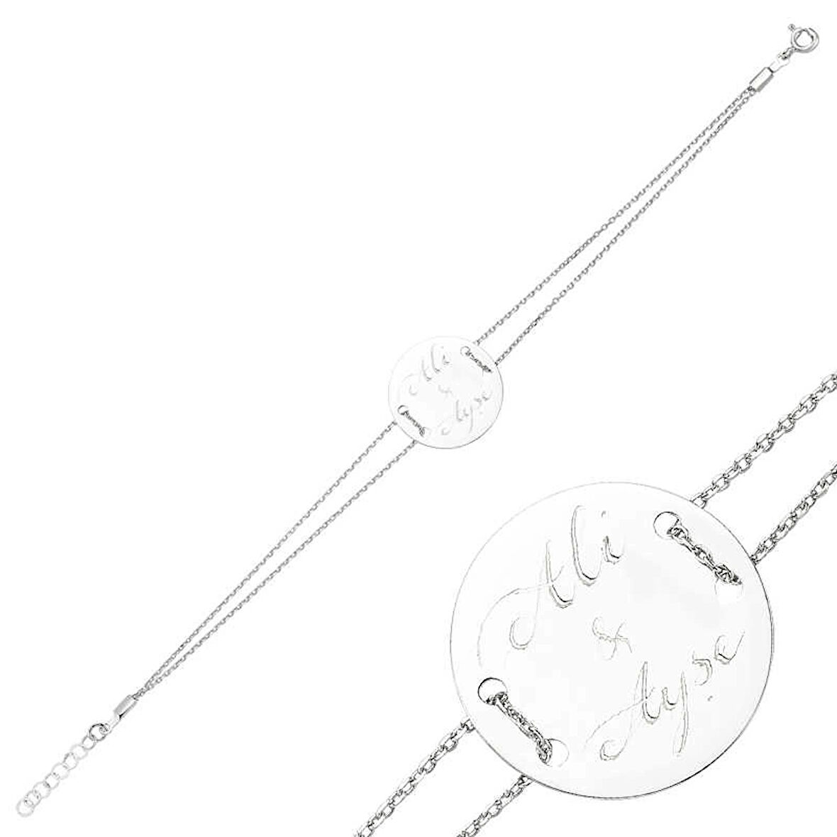 Supertrend Gümüş İsimli Yuvarlak Plaka Kadın Bileklik