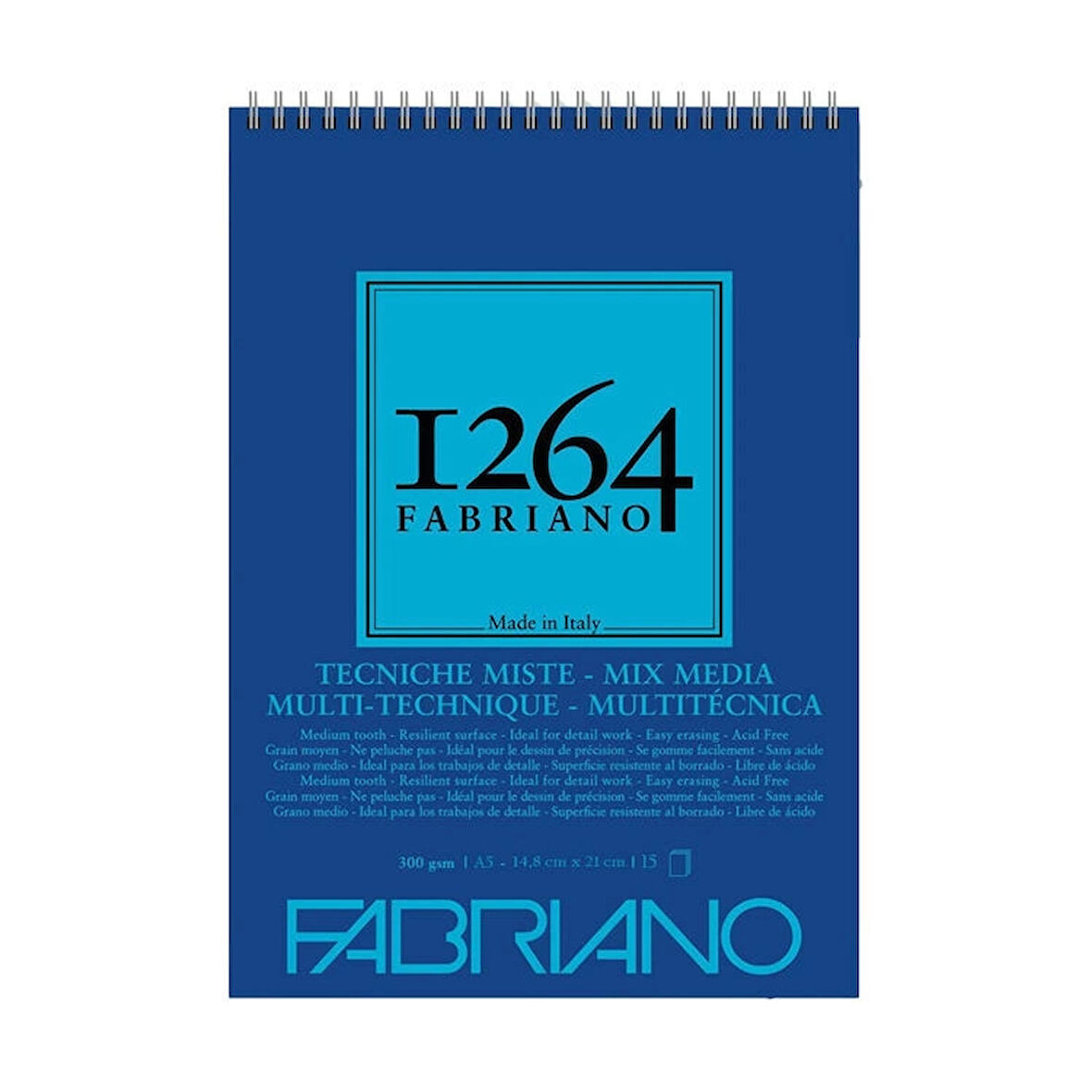 Supertrend 1264 Mix Media Üstten Spiralli Çok Amaçlı Eskiz Çizim Defteri 300 gr. A5 15 yaprak