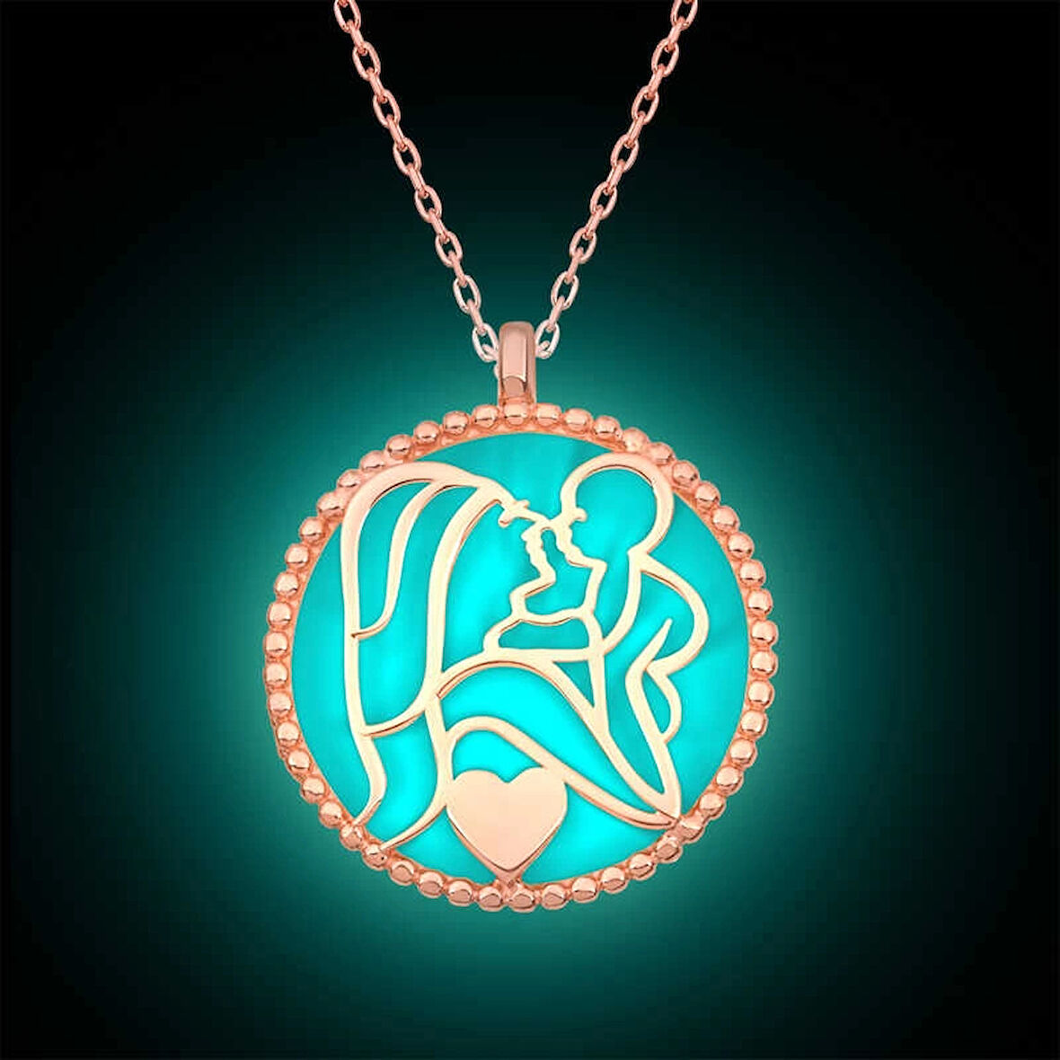 Supertrend Gümüş Fosforlu Rose Anne Çocuk Sevgisi Kadın Kolye