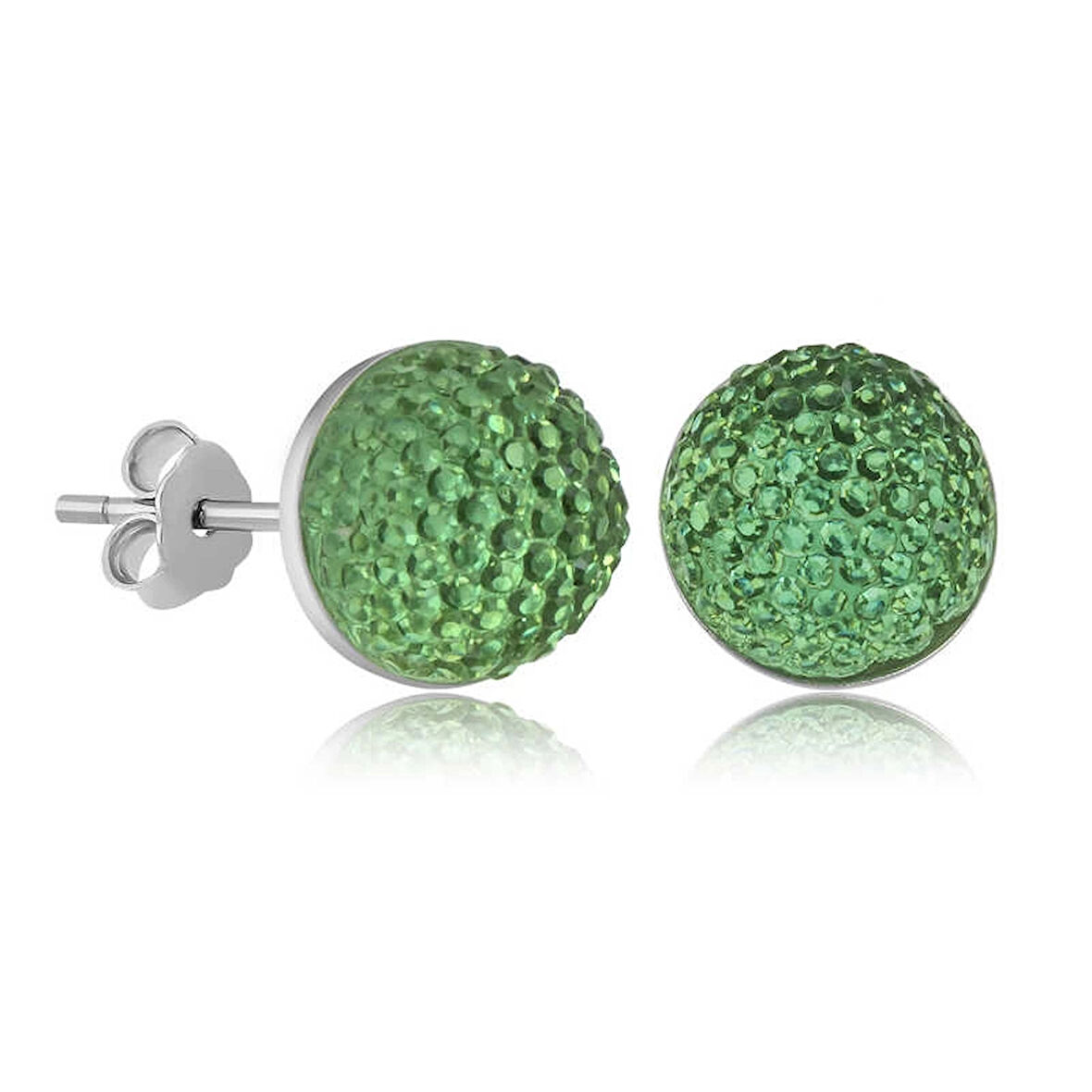 Supertrend Gümüş Yeşil Kristal Çivili Kadın Küpe