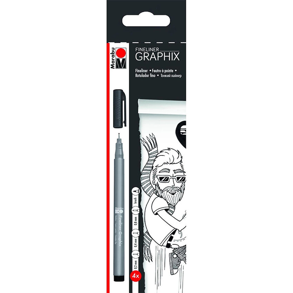 Supertrend Graphix Fineliner Çizim Kalemi Seti 4'lü Siyah (0.2-0.4-0.8-Brush)