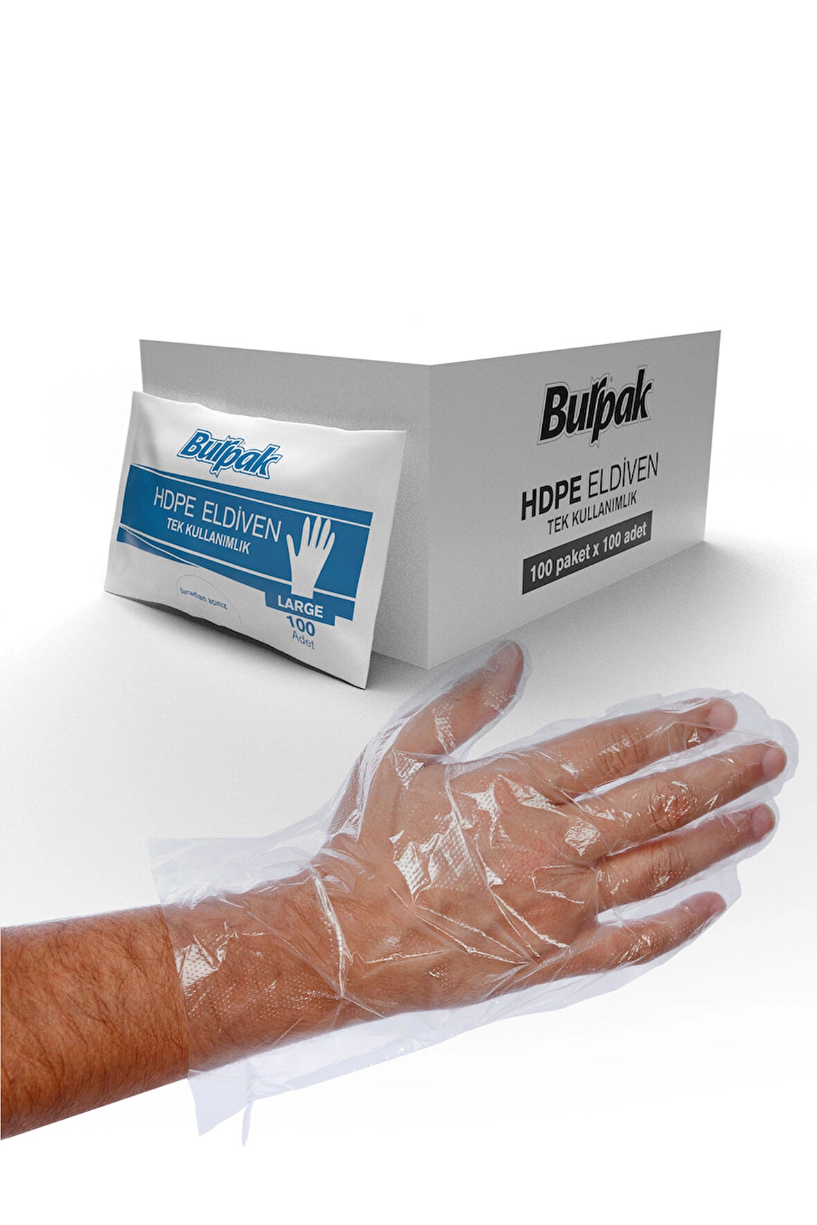 Supertrend Şeffaf Eldiven HDPE L 100 Adet x 100 Paket - Koli