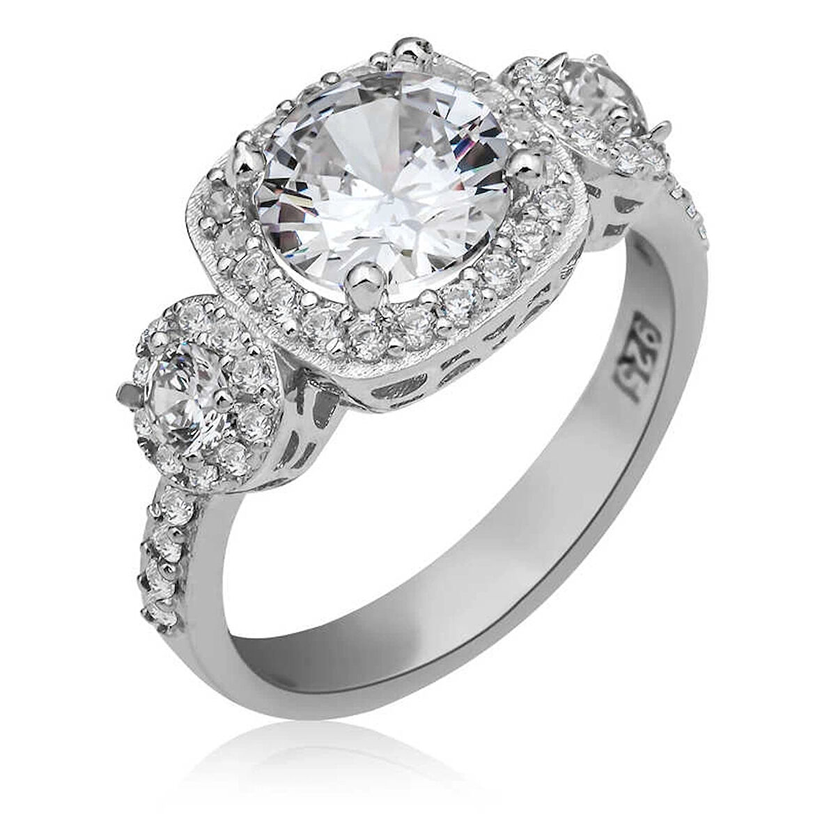 Supertrend Gümüş Kare Montür Tek Taş Kadın Yüzük