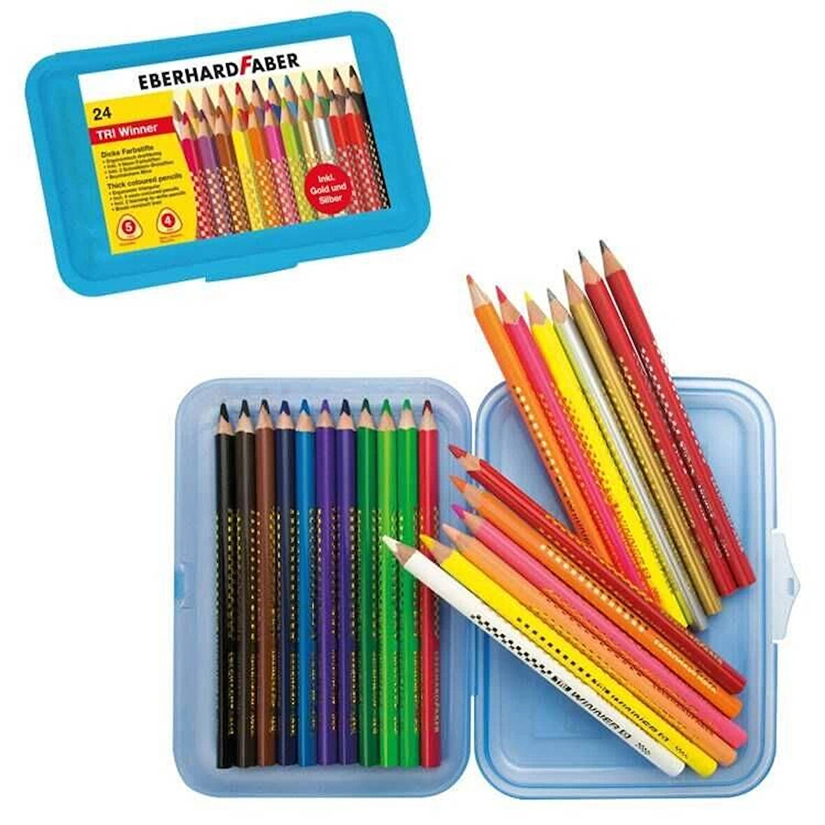 Supertrend TRI Winner Kalın Üçgen Kuru Boya 24 Renk Plastik Kutu