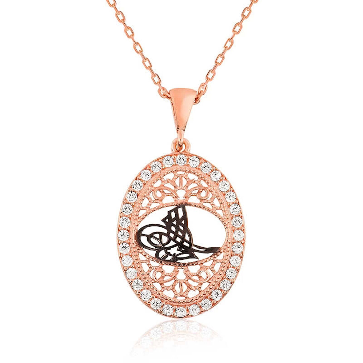 Supertrend Gümüş Rose Osmanlı Tuğralı Kadın Kolye