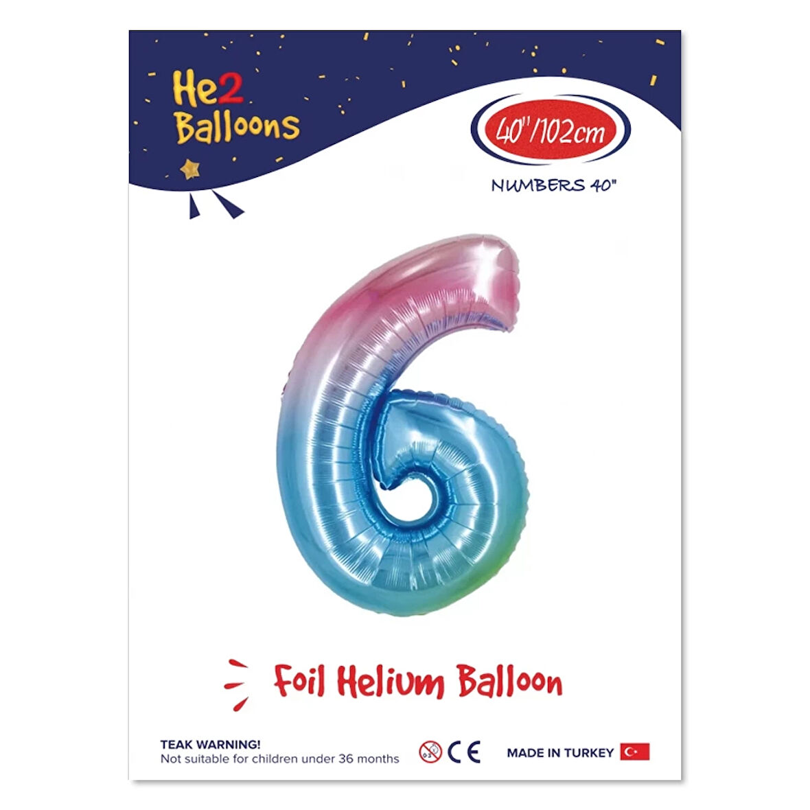 6 Rakam Rainbow Folyo Balon 40"