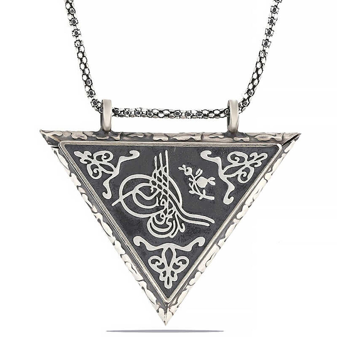 Supertrend Gümüş Üçgen İçi Açılabilen Tuğra Muskalık Kolye