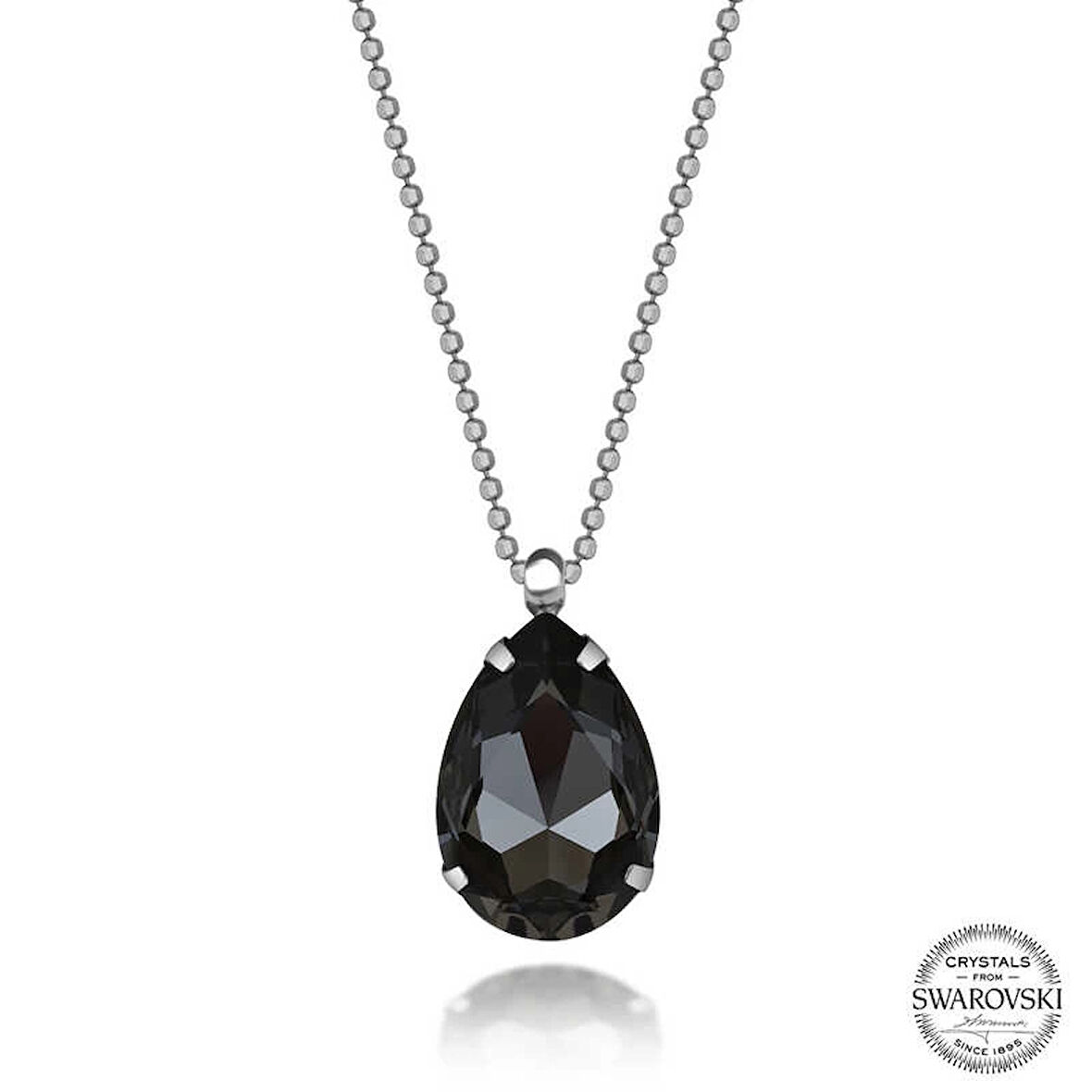 Supertrend Crystal Taşlı Top Zincir Damla Gümüş Kadın Kolye