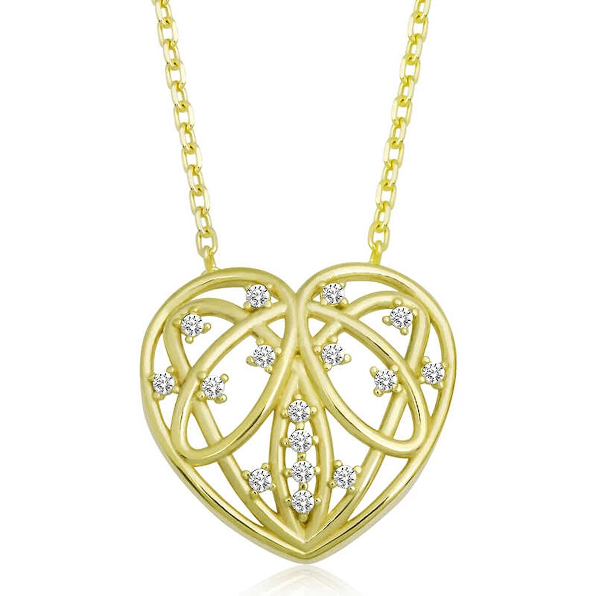 Supertrend Gümüş Gold Bombeli Kalp Kadın Kolye