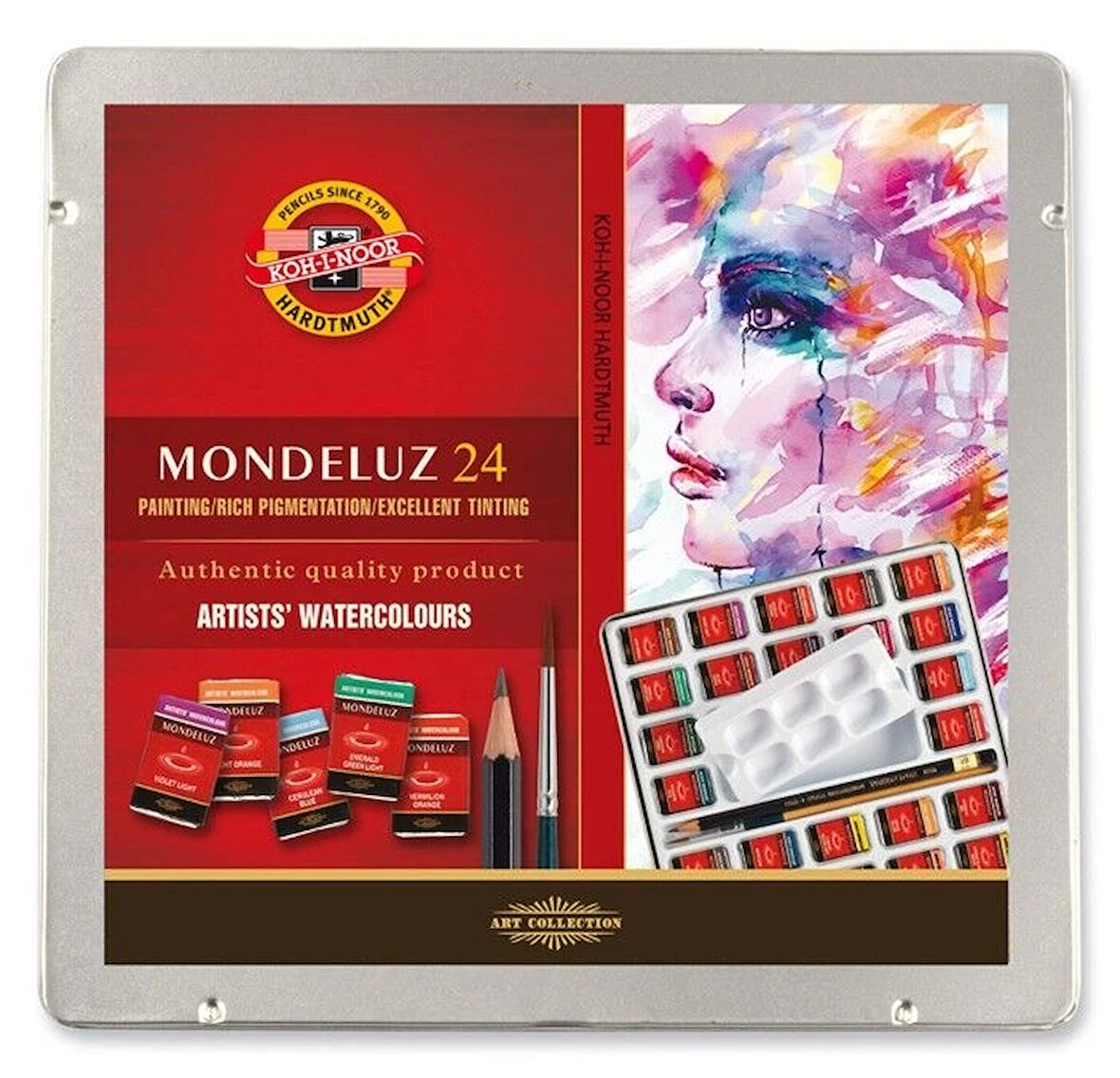 Supertrend Mondeluz Supertrendter Class Taş Tablet Sulu Boya Seti 24 Renk Metal Kutu
