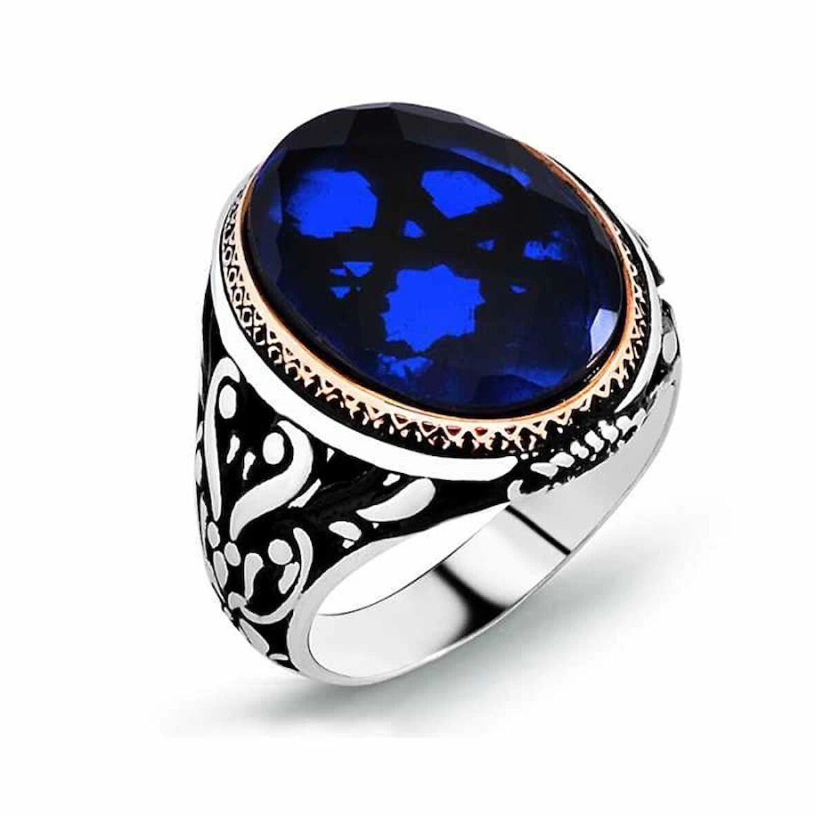 Supertrend Gümüş Parlament Mavisi Zirkon Taşlı Erkek Yüzük