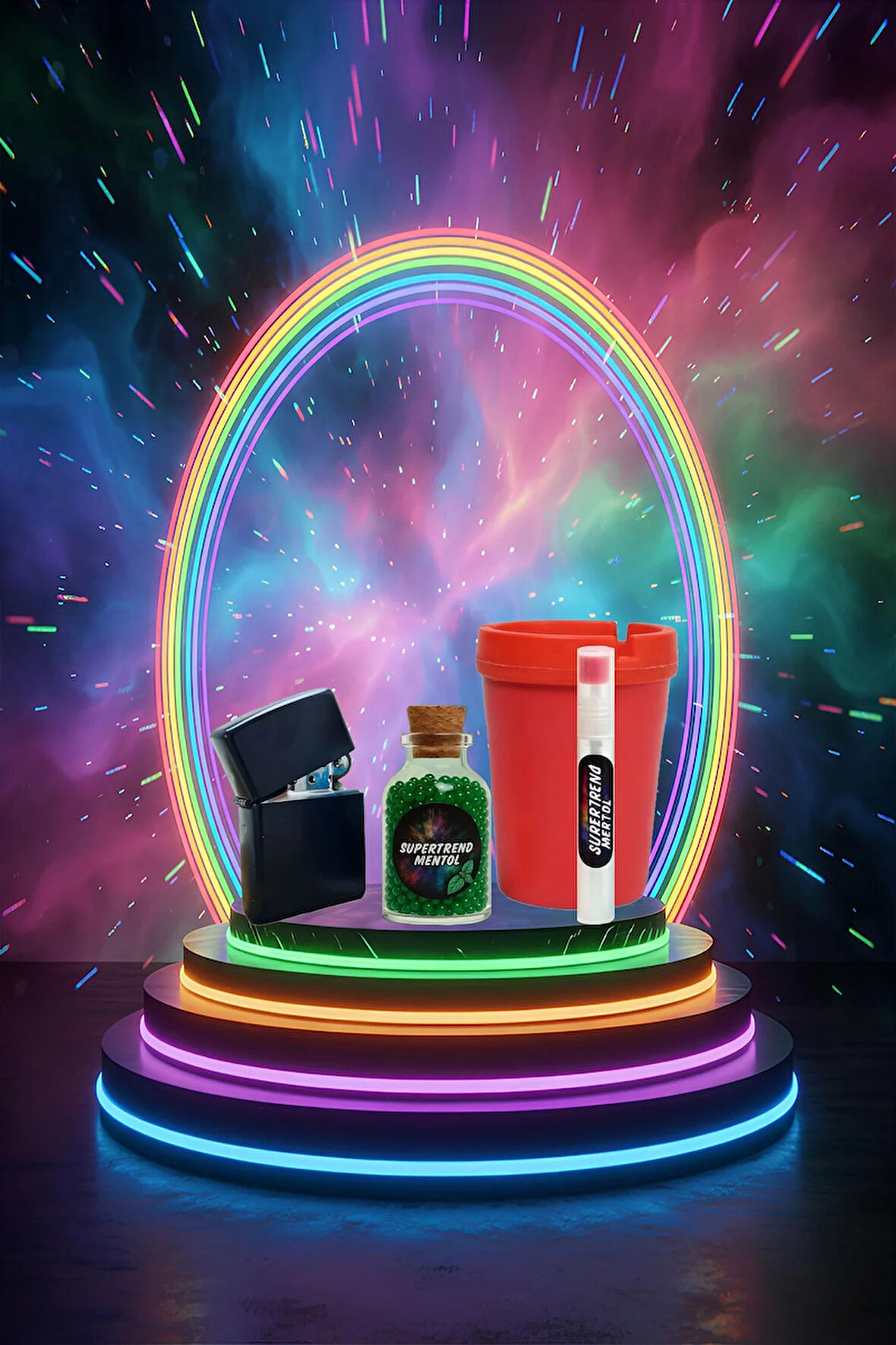 Mentol Topu 1000 Adet Yeşil Mentol 1 Adet Apliaktör, Zippo Çakmak ve Küllük Hediye