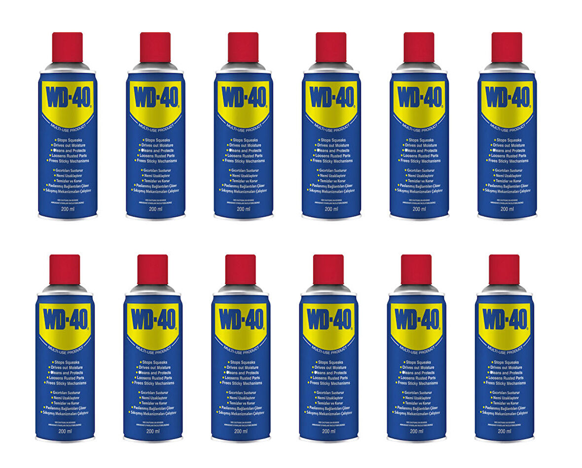 WD40 Pas Sökücü, Koruyucu, Yağlayıcı Sprey 200ml 12 Adet  