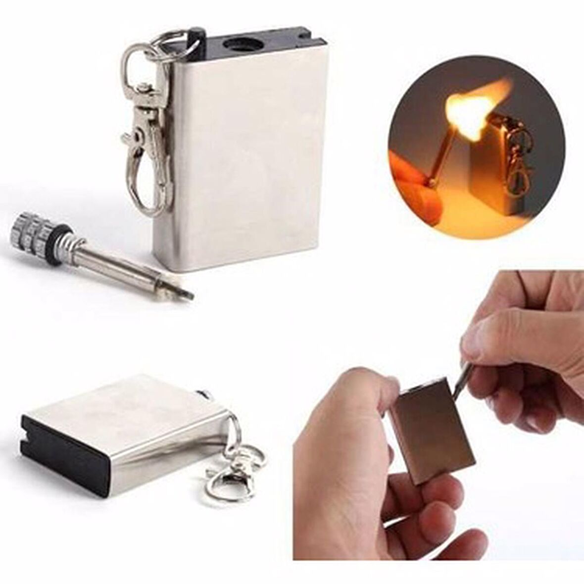 Zippo Benziniyle Çalışan Metal Kibrit Çakmak Kamp Ateş Başlatıcı Magnezyum Çubuk