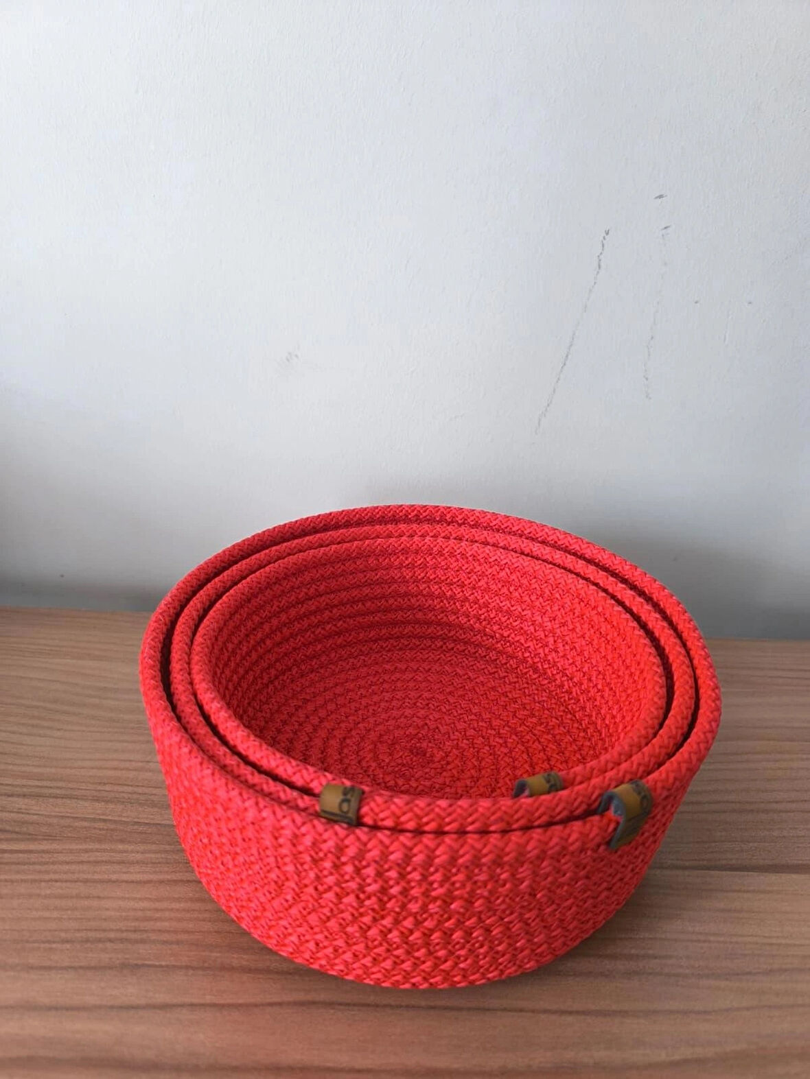 3 lü Kırmızı  Sepet,  Havlu Sepeti, Mutfak Ve Banyo Organizer, Çok Amaçlı Sepet Takımı 22x8 Cm