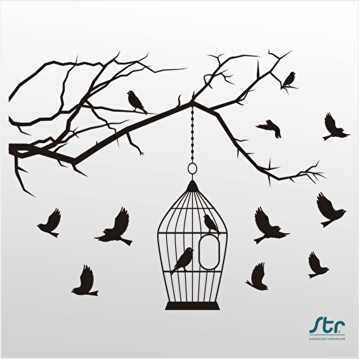 Folyo Sticker Kuş Kafesi