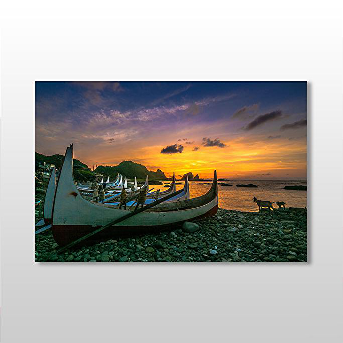 Kıyı Sandal Kanvas Tablo