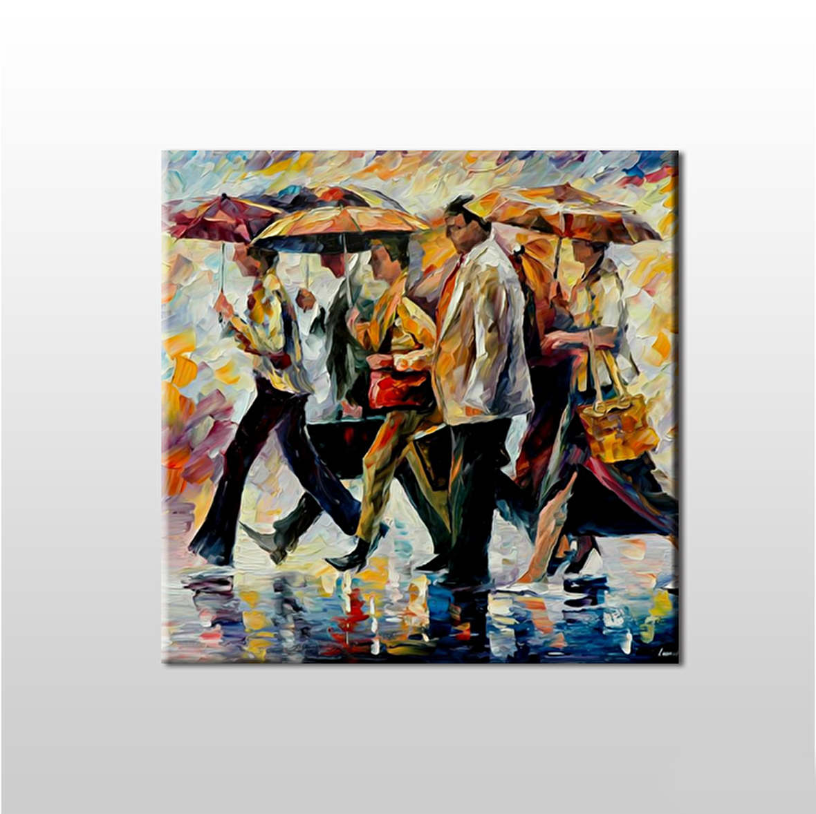 Yağmur Ve Şemsiyeler Kanvas Tablo