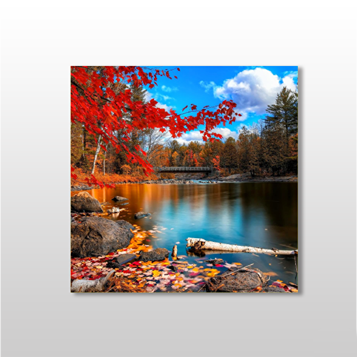 Göl Ve Sonbahar Kanvas Tablo