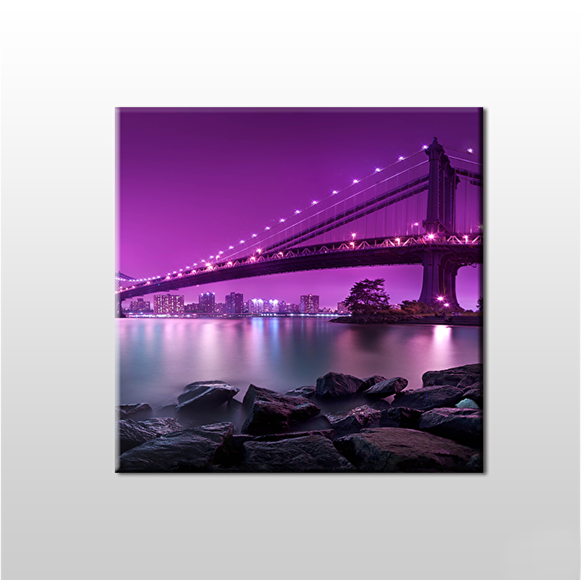 Mor Yansıtması Köprü Kanvas Tablo