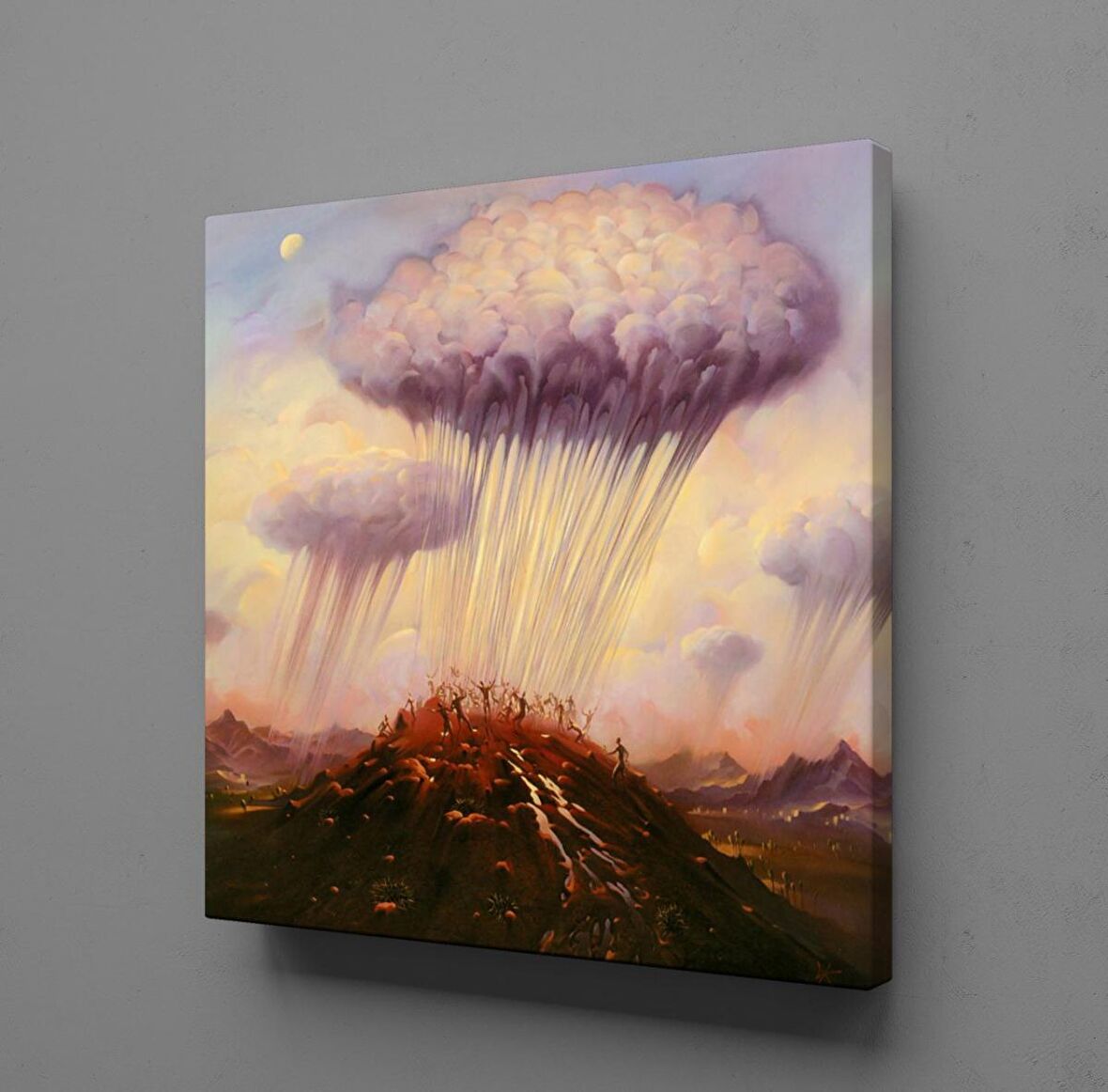 YAĞMUR BIRAKAN BULUT KARE KANVAS TABLO