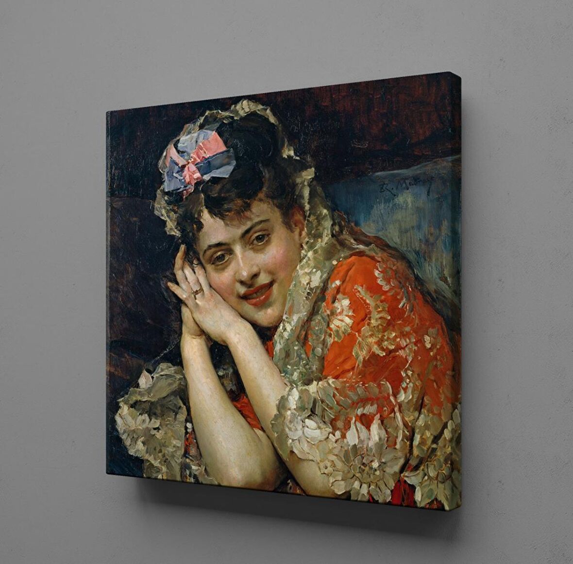 KIRMIZI ELBİSELİ FIRANSIZ KADIN