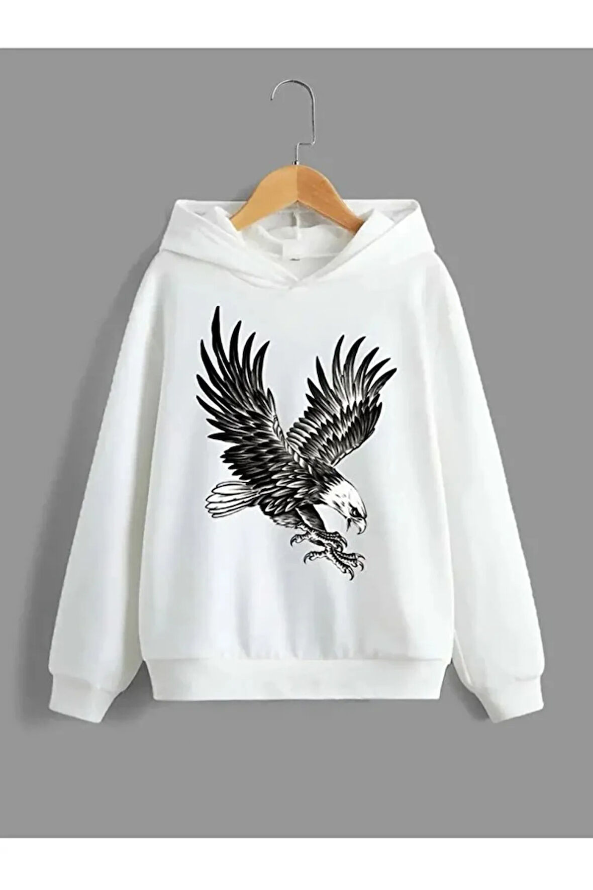 Çocuk Kartal Baskılı Kapşonlu sweatshirt
