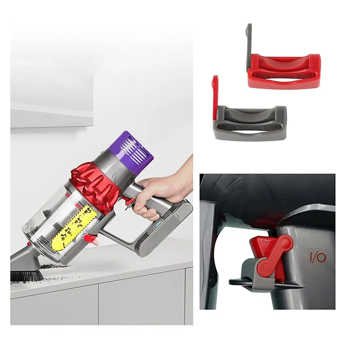 srfn ticaret Dyson Şarjlı Süpürgeleri V10 ile Uyumlu Tetik Kilidi - 2 Adet