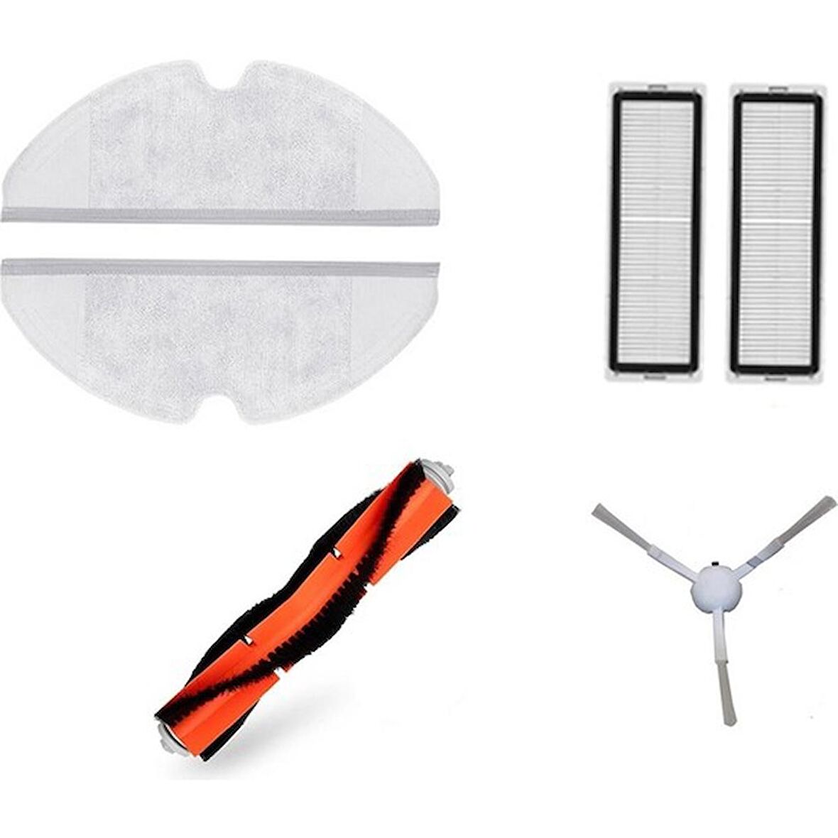 srfn ticaret Xiaomi Vacuum Mop 2 (STYTJ03ZHM) Aksesuar Seti: 2 Adet Fiber Mop Bezi - 2 Adet Hepa Filtre - 1 Adet Yan Fırça - 1 Adet Ana Fırça