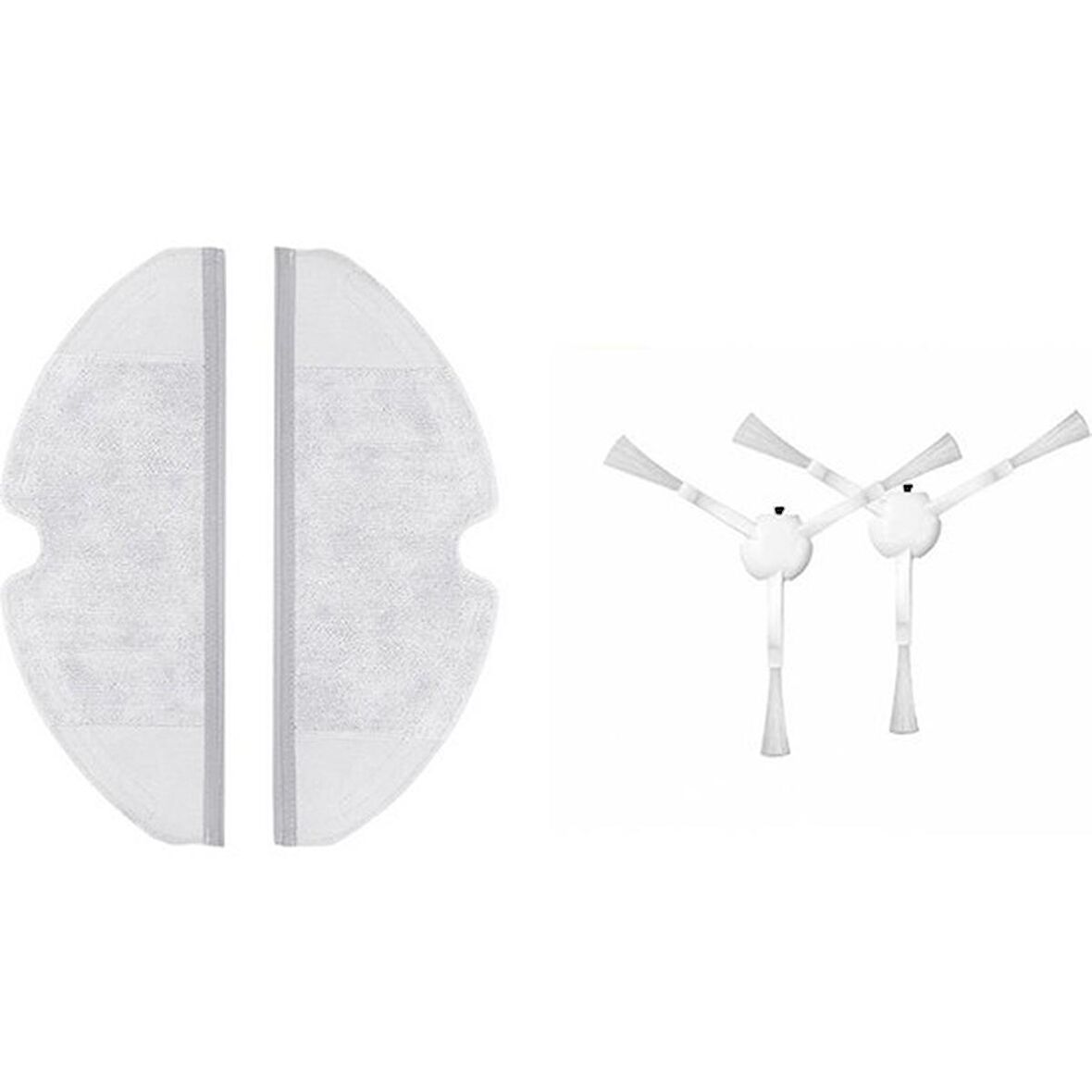srfn ticaret Xiaomi Vacuum Mop 2 (STYTJ03ZHM) Uyumlu Aksesuar Seti: 2 Adet Fiber Mop Bezi - 2 Adet Yan Fırça
