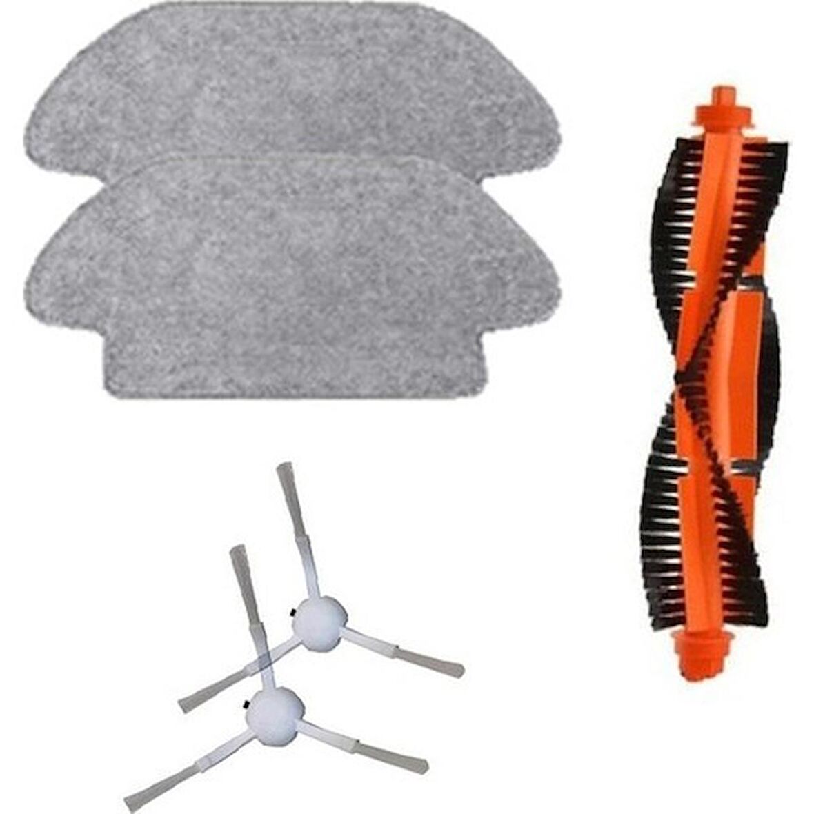 Srfn Ticaret  Xiaomi Mi Uyumlu Robot Vacuum Mop Pro Seti: 2 Adet Fiber Mop Bezi - 2 Adet Yan Fırça - 1 Adet Ana Fırça