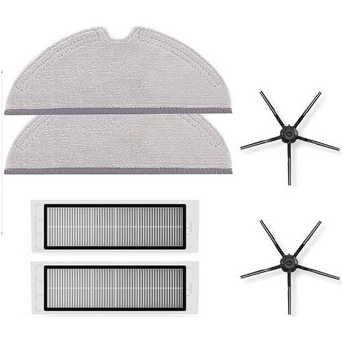 Srfn Ticaret Roborock Vacuum Cleaner S5 Max-S6 Maxv-S6 Pure Uyumlu 6 Parça Robot Süpürge Aksesuar Seti (Siyah)