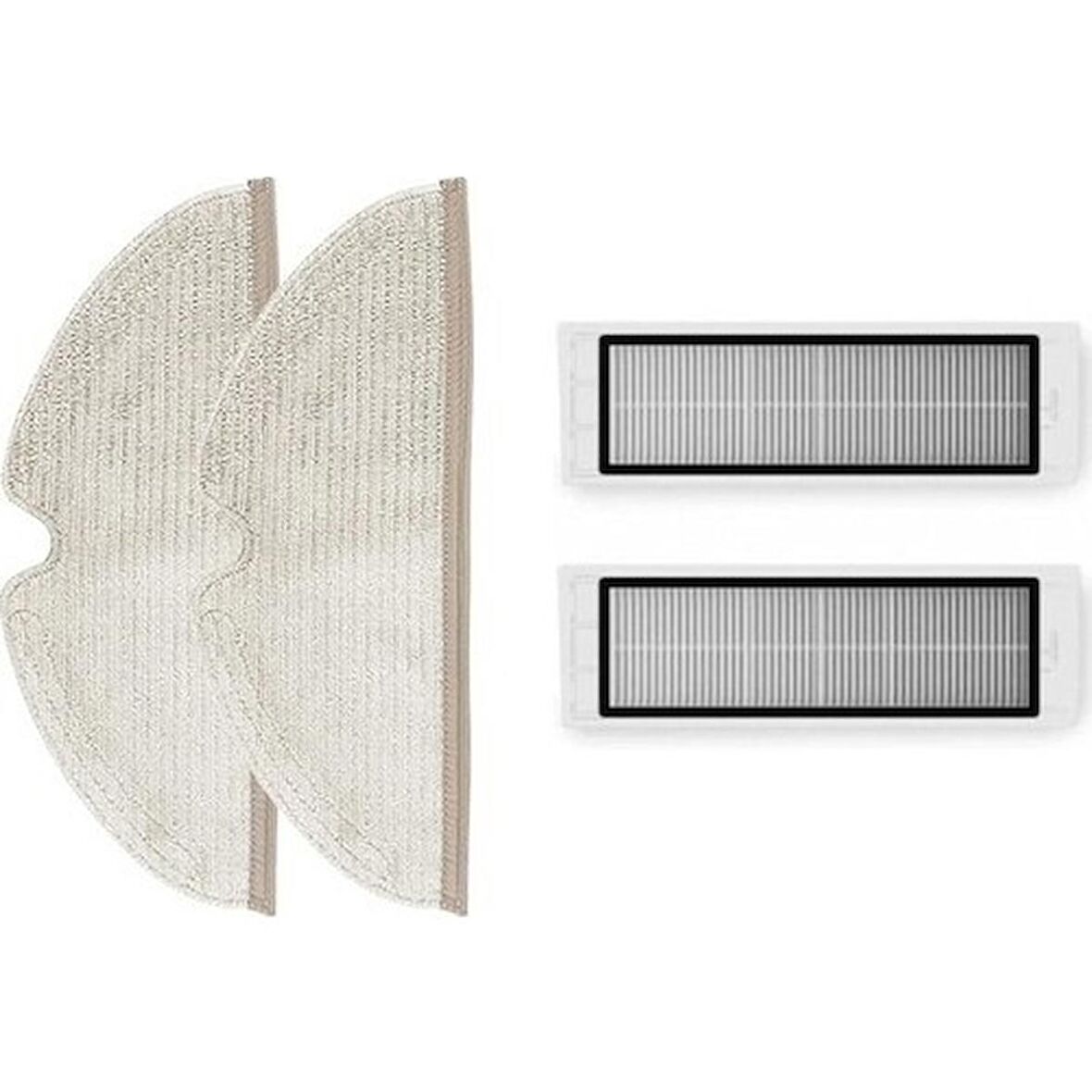 Srfn Ticaret Roborock S6 Aksesuar Seti: 2 Adet Tam Yüzeyli Fiber Mop Bezi - 1 Adet Hepa Filtre