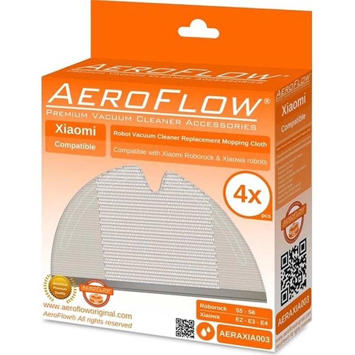 Srfn Ticaret Aeroflow Orijinal Xiaomi Uyumlu Roborock Xiaowa E2 (E20/E25 Series) Mop Fiber Bezi - 4 Adet
