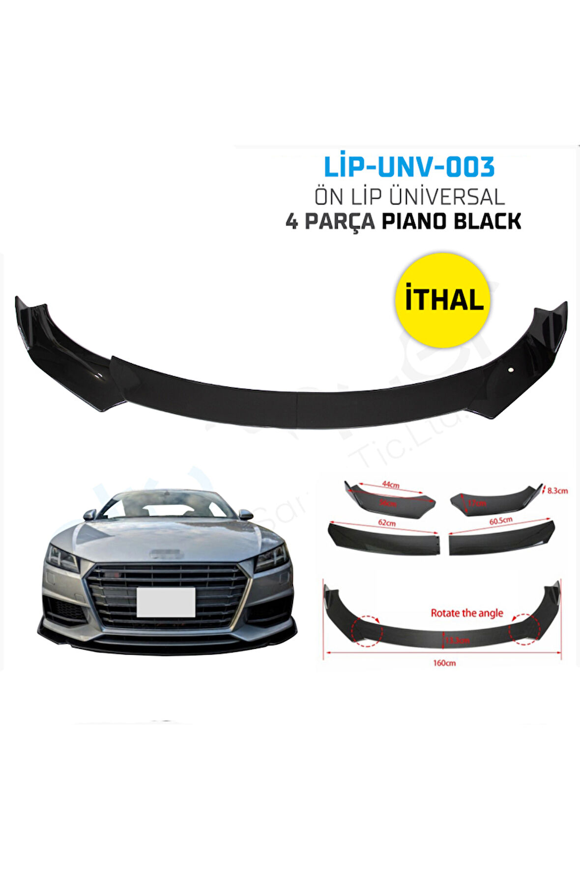 Bmw E60 Uyumlu RC 4 Parça Piano Black Tampon Eki İthal Ön Lip