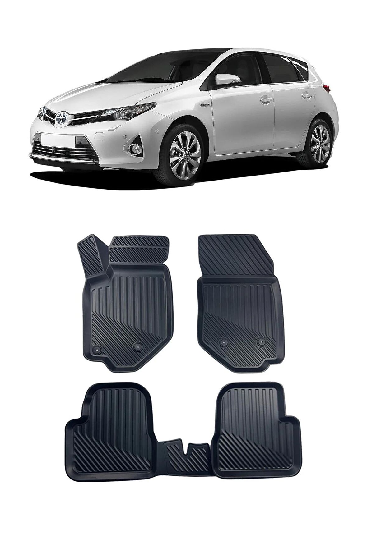 Toyota Auris 2013-2019 Arası Araca Özel Kauçuk 4D Havuzlu Paspas Takımı