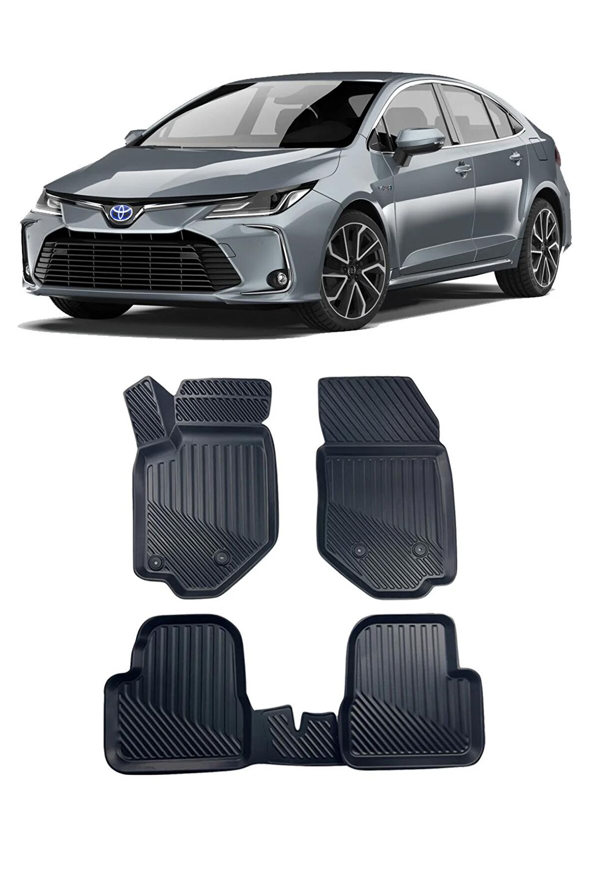 Toyota Corolla Sedan 2019 ve Sonrası Araca Özel Kauçuk 4D Havuzlu Paspas Takımı