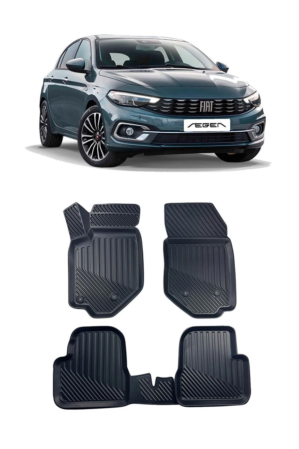 Fiat Egea Sedan 2015 ve Sonrası Araca Özel Kauçuk 4D Havuzlu Paspas Takımı