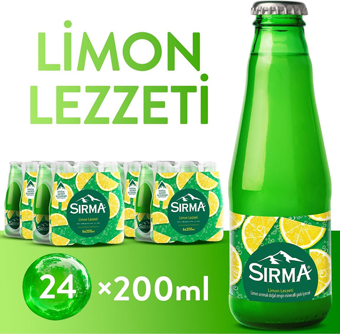 Sırma C Vitaminli Limon Aromalı Doğal Maden Suyu 200 ML X 24 Adet