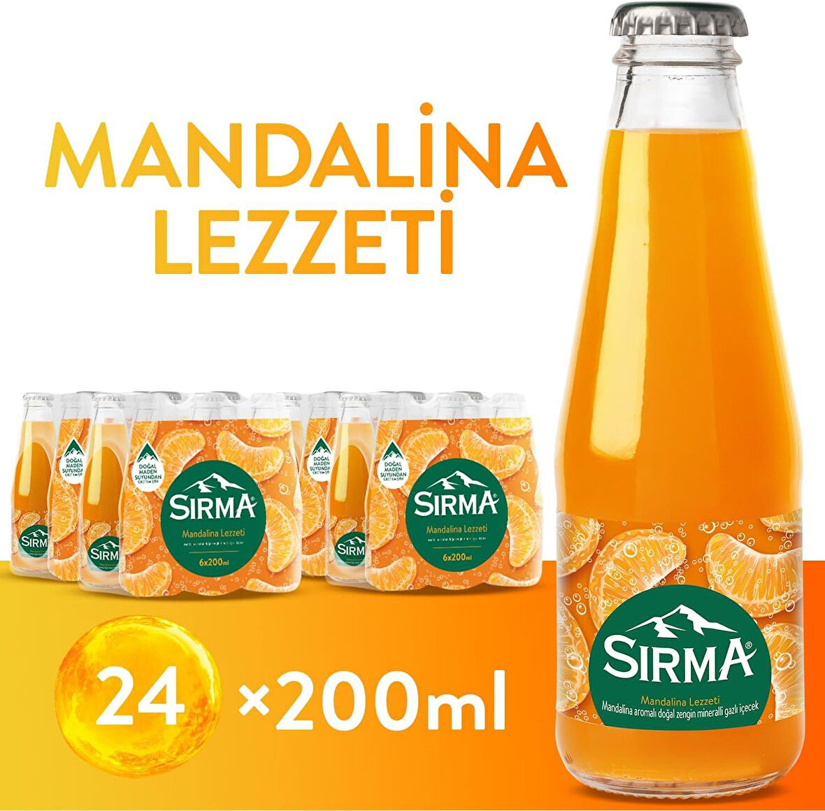 Sırma C Vitaminli Mandalina Aromalı Doğal Maden Suyu 200 ML X 24 Adet