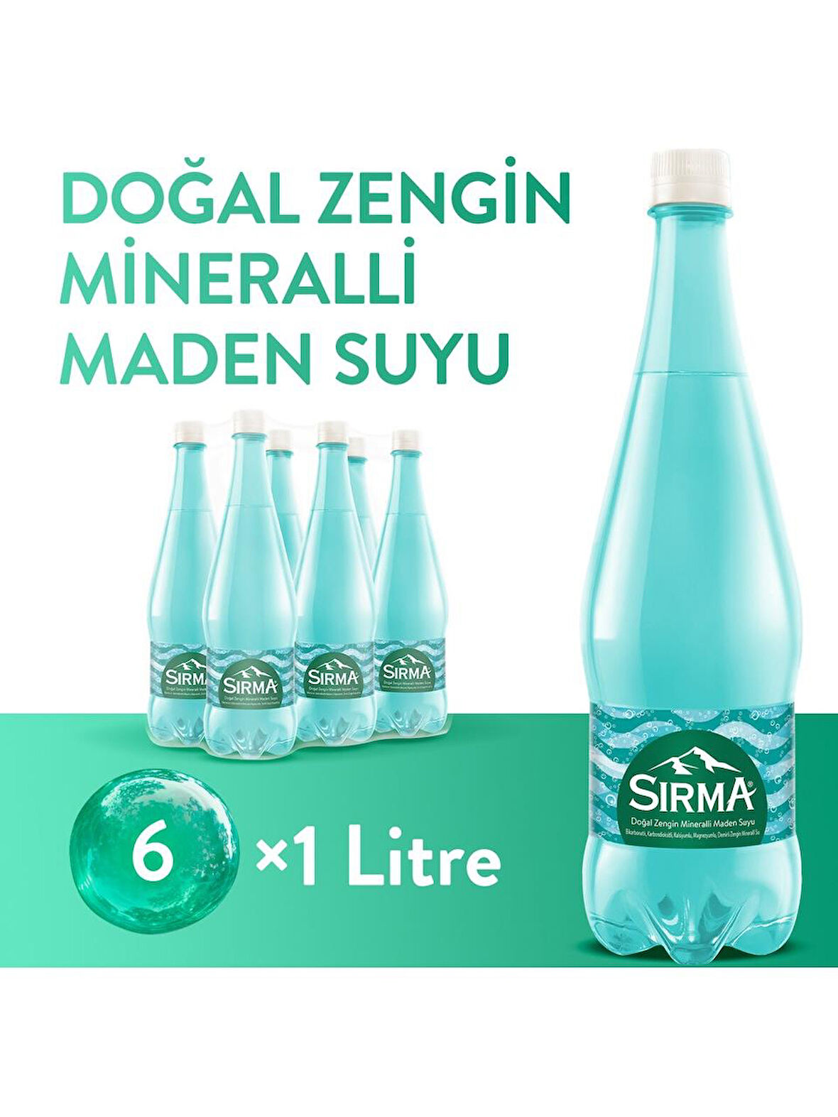 Sırma Doğal Maden Suyu 1 Lt X 6 Adet