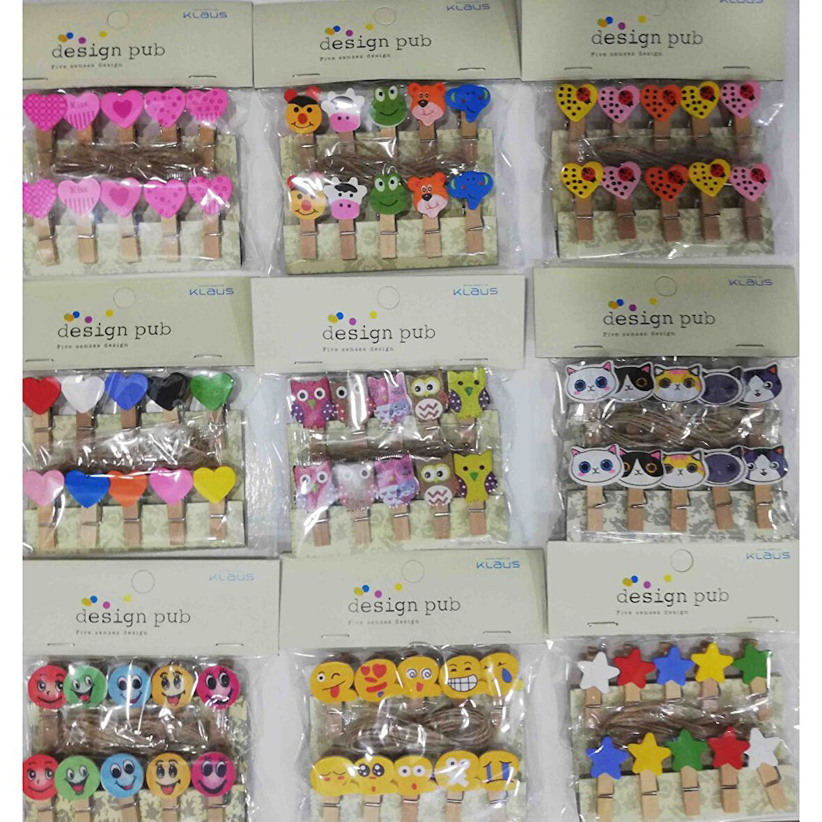 10 lu Şekilli Ahşap Mandallar 3.5cm (10 lu Set-10 Paket)