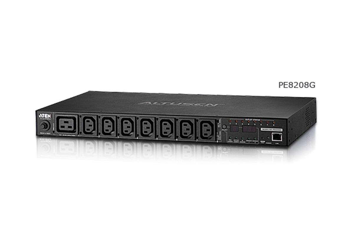 Eco  PDU/Power Distribution Unit (Elektrik Güç Dağıtım Ünitesi), 7 x IEC320 C13 10A maksimum + 1 x IEC320 C19 16A maksimum, 1U form
