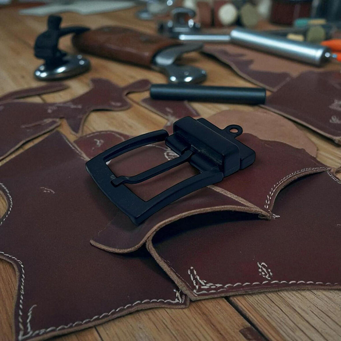 Kemer Tokası 4,5 cm Döner Kafa 1 Adet Siyah Boyalı (Leathercraft, Deri Hobi)