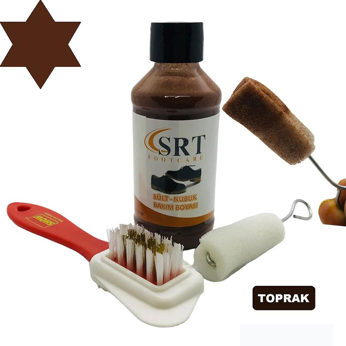 SRTfootcare Süet Nubuk Ayakkabı Bakım Boyası 110 Gr ve 4 Yönlü Temizleme Fırçası
